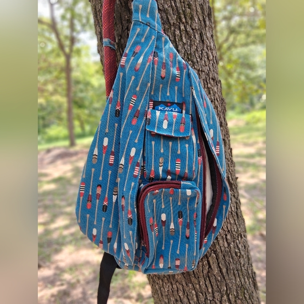 KAVU Paddle Pattern Blue Sling Backpack